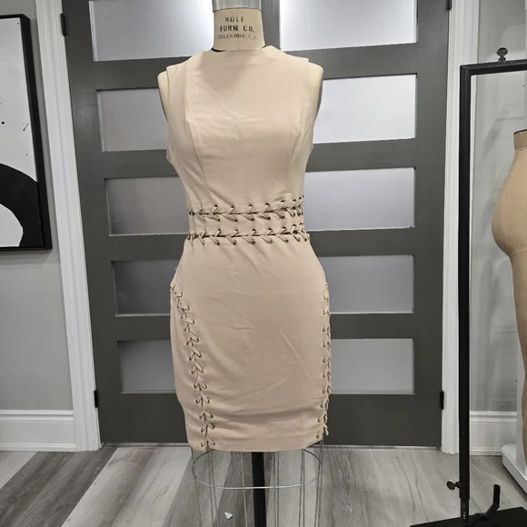 Guess Tan Ribbed Bustier Mini Dress - Picture 5 of 6